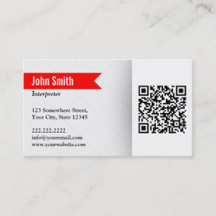 Rood etiket QR Code Interpreter Visitekaartje