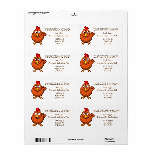 Rood etiket van eieren (Full Sheet)