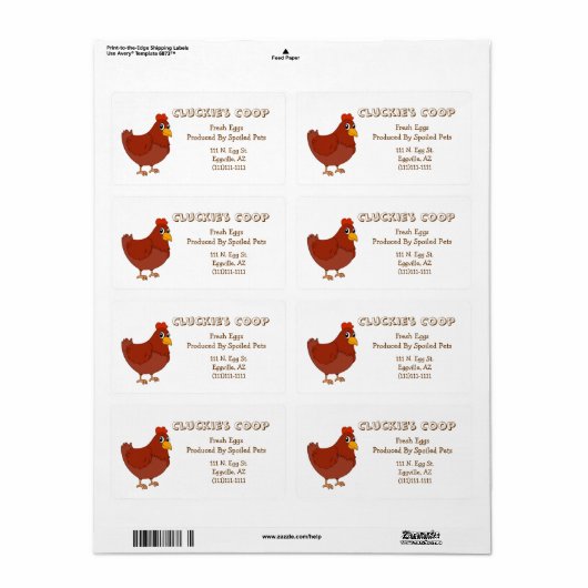 Rood etiket van eieren (Full Sheet)