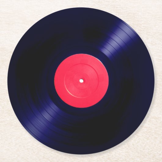 Rood etiket vinylfaux ronde kartonnen onderzetter (Voorkant)