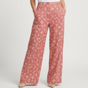 Rood etnisch Bohemiaans Arabesque Geometric Patroo Stof