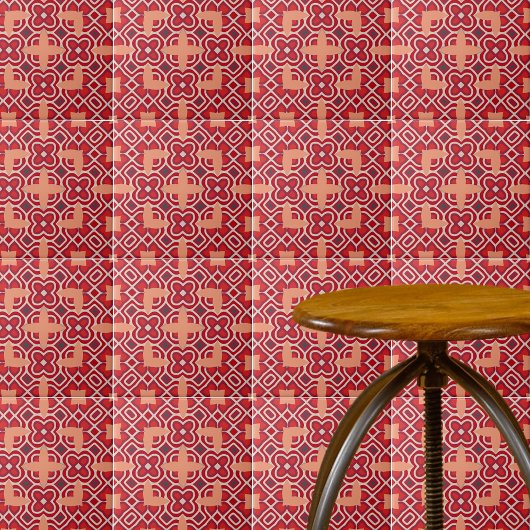 Rood etnisch Bohemiaans Arabesque Geometric Patroo Tegeltje