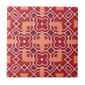 Rood etnisch Bohemiaans Arabesque Geometric Patroo Tegeltje (Voorkant)