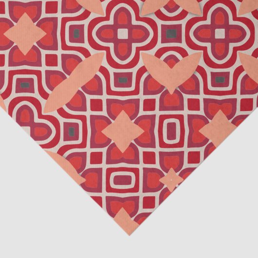 Rood etnisch Bohemiaans Arabesque Geometric Patroo Tissuepapier (Detail)