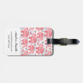 Rood etnisch olifantenpatroon bagagelabel (Achterkant horizontaal)