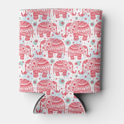 Rood etnisch olifantenpatroon blikjeskoeler (Voorkant)
