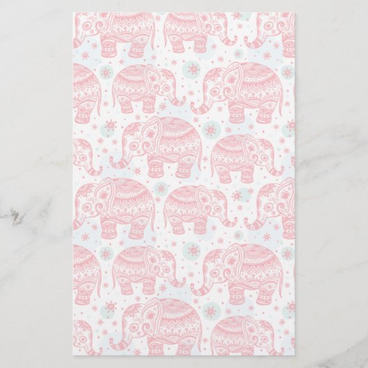 Rood etnisch olifantenpatroon briefpapier (Voorkant)