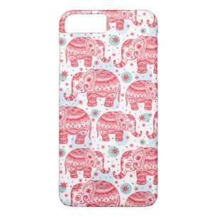 Rood etnisch olifantenpatroon Case-Mate iPhone case