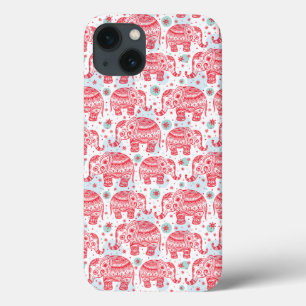 Rood etnisch olifantenpatroon Case-Mate iPhone case