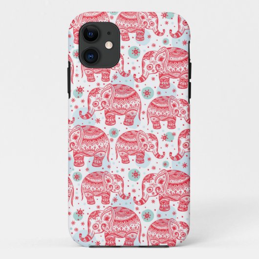 Rood etnisch olifantenpatroon Case-Mate iPhone case (Achterkant)