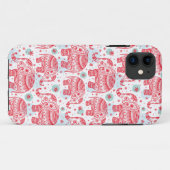 Rood etnisch olifantenpatroon Case-Mate iPhone case (Achterkant (horizontaal))