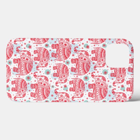 Rood etnisch olifantenpatroon Case-Mate iPhone case (Achterkant (horizontaal))