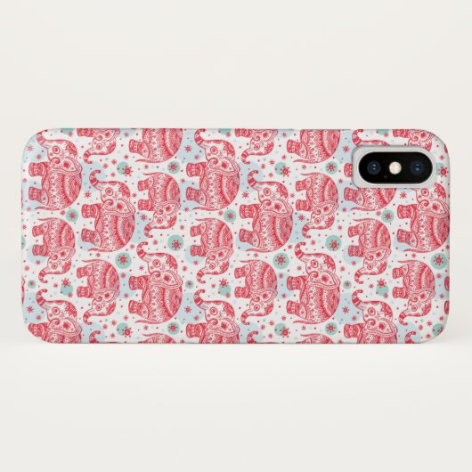 Rood etnisch olifantenpatroon Case-Mate iPhone case (Achterkant (horizontaal))