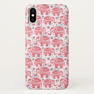 Rood etnisch olifantenpatroon iPhone x hoesje