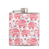 Rood etnisch olifantenpatroon heupfles (Voorkant)