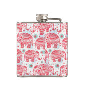 Rood etnisch olifantenpatroon heupfles (Achterkant)