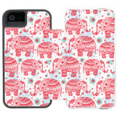 Rood etnisch olifantenpatroon incipio iPhone portemonnee hoesje (Agenda Open)