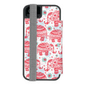 Rood etnisch olifantenpatroon incipio iPhone portemonnee hoesje (Agenda Achterkant)