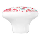 Rood etnisch olifantenpatroon keramische knop (Zijkant)