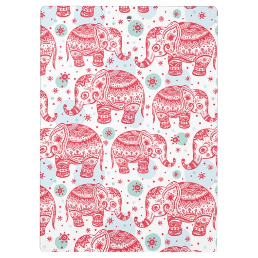 Rood etnisch olifantenpatroon klembord (Achterkant)