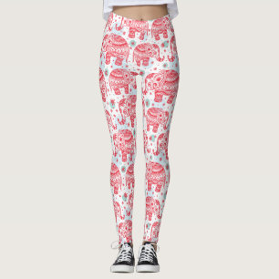 Rood etnisch olifantenpatroon leggings