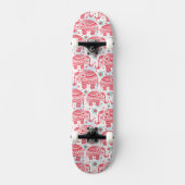 Rood etnisch olifantenpatroon persoonlijk skateboard (Voorkant)