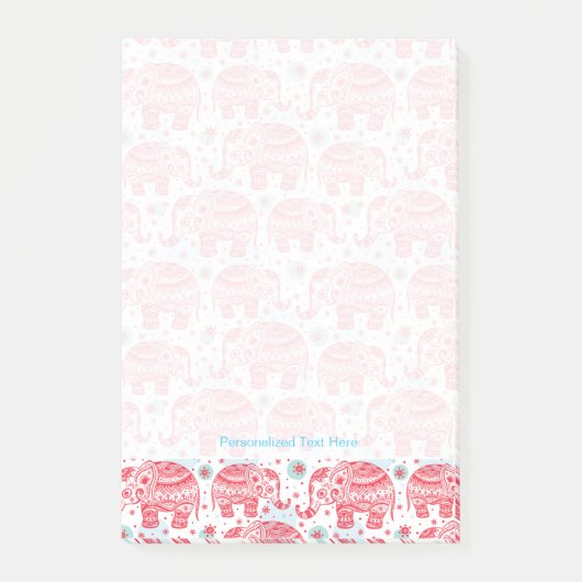 Rood etnisch olifantenpatroon post-it® notes (Voorkant)