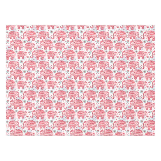 Rood etnisch olifantenpatroon tafelkleed (Voorkant (Horizontaal))