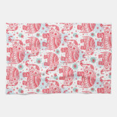 Rood etnisch olifantenpatroon theedoek (Horizontaal)