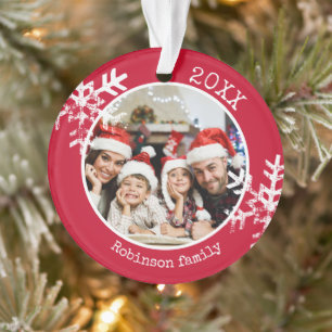 Rood familie foto Kerstmis Ornament