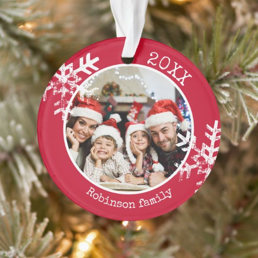 Rood familie foto Kerstmis Ornament (Boom)