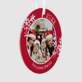 Rood familie foto Kerstmis Ornament (voorkant)
