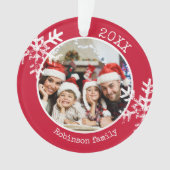 Rood familie foto Kerstmis Ornament (voorkant)