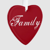 Rood "Familie" hart Ornament (voorkant)