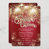 Rood fancy elegant vuurwerk gouden schittering kaart (Voorkant / Achterkant)