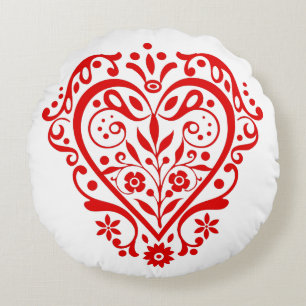 Rood Fancy hart Rond Kussen