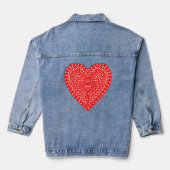 Rood Fancy hartontwerp Denim Jacket (Achterkant)