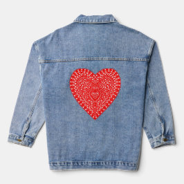 Rood Fancy hartontwerp Denim Jacket