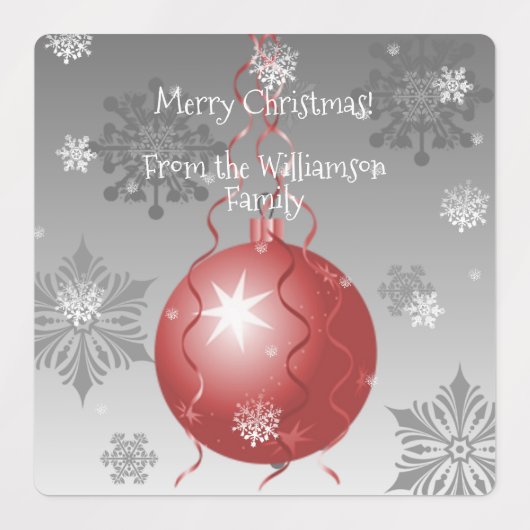 Rood Fancy kerstsierlabel Labels (Design 1)
