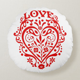 Rood Fancy liefdeshart Rond Kussen