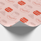 Rood fastfoodpatroon cadeaupapier (Hoek)