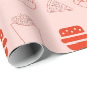 Rood fastfoodpatroon cadeaupapier (Rol Hoek)