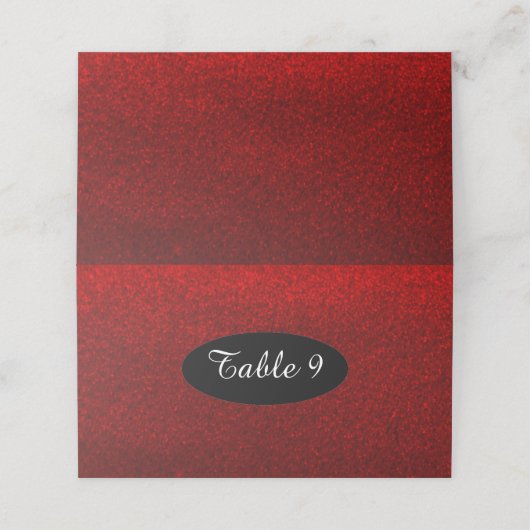 Rood faux Glitter Table Seating Numbers Plaatskaartje (Buitenkant ongevouwen)
