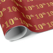 Rood, Faux Gold 10e (tiende) evenement Cadeaupapier (Rol Hoek)