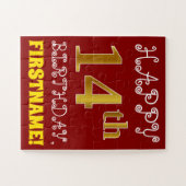 Rood, Faux Gold 14e verjaardag + Eigen naam Puzzle Legpuzzel (Horizontaal)