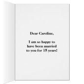 Rood, Faux Gold 15th Wedding Jubileum + naam (Binnen (Rechts))