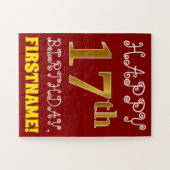 Rood, Faux Gold 17e verjaardag + Eigen naam Puzzle Legpuzzel (Horizontaal)