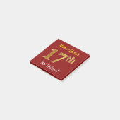 Rood, Faux Gold 17e verjaardag, met aangepaste naa Post-it® Notes (Schuin)