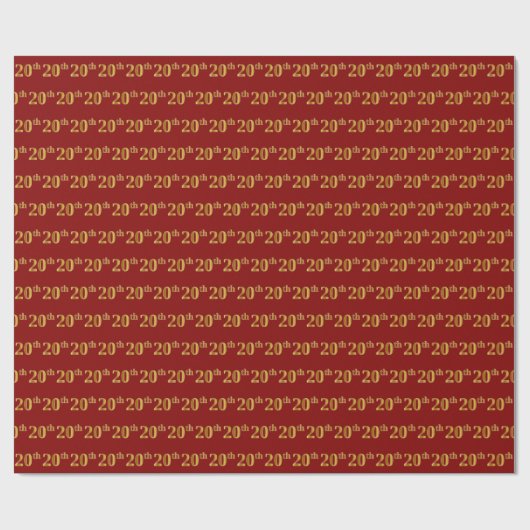 Rood, Faux Gold 20ste (twintigste) Evenement Cadeaupapier (Vlak)