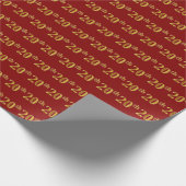 Rood, Faux Gold 20ste (twintigste) Evenement Cadeaupapier (Hoek)